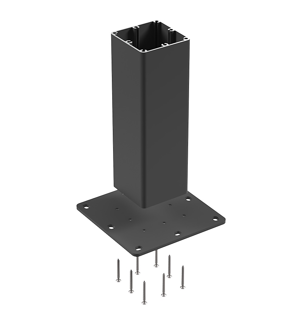 Platine aluminium pour poteaux 100x100