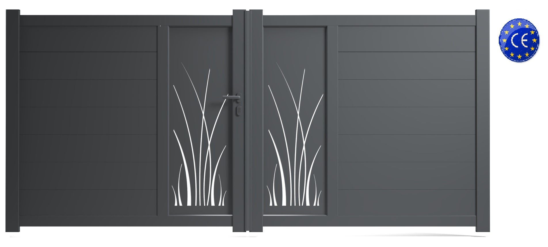 Portail aluminium 2 vantaux MONZA gris anthracite 7016