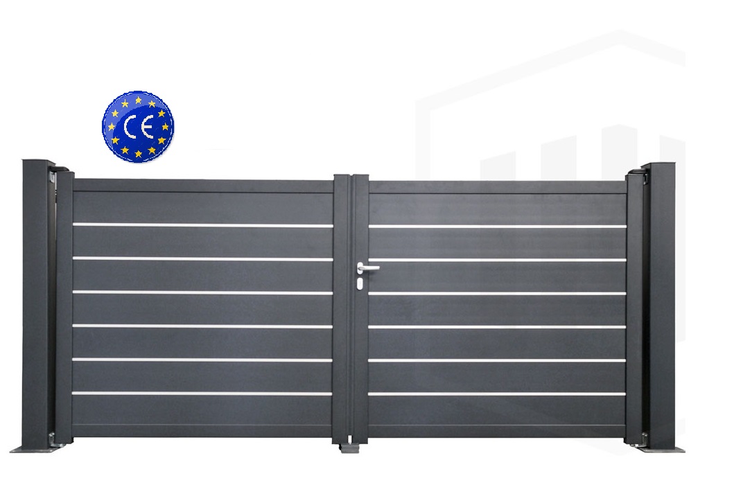 Portail aluminium GRIS anthracite - modèle BUGATTI Hauteur 160 cm
