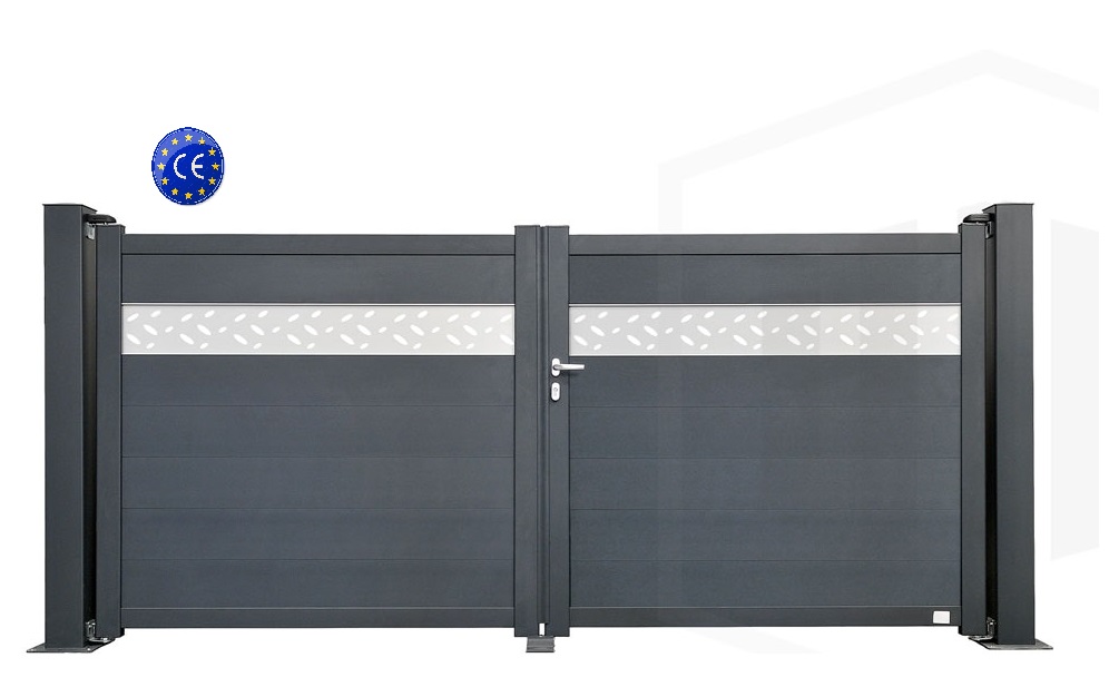 Portail aluminium gris anthracite - modèle BERTONE Hauteur 160 cm