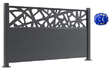 Kit clôture aluminium Gris anthracite 7016 ARCACHON avec lame découpe laser PRISME – Pose en scellement