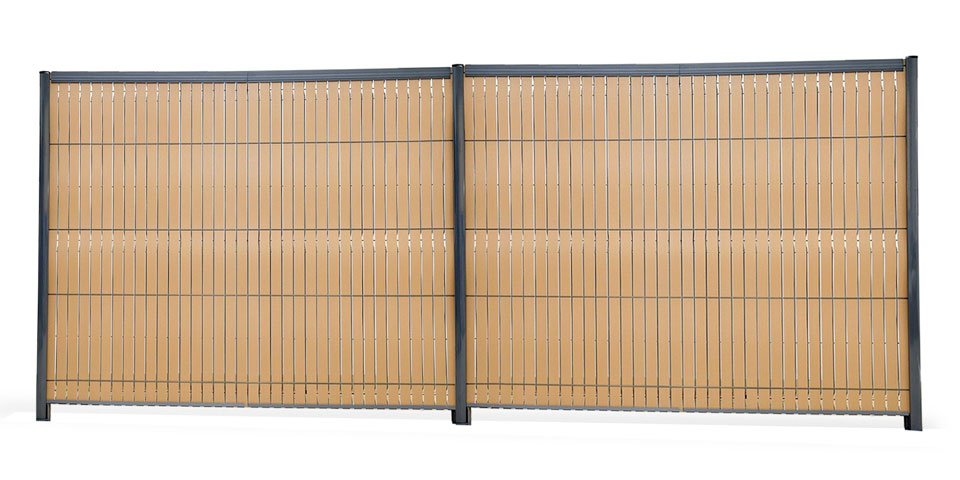 Brise vue en bois composite TECK Brossé avec profilés aluminium pour panneau rigide LG MEDIUM