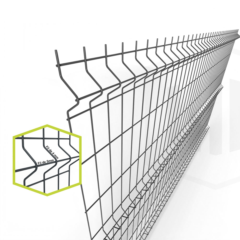 panneau rigide de cloture pro gris 7016 3plis largeur 250cm image2