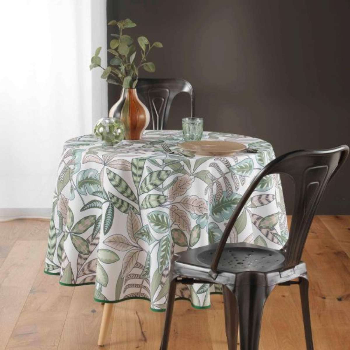 nappe-antitache-ronde-diamètre-180 cm-feuillage-vert-beige (1)