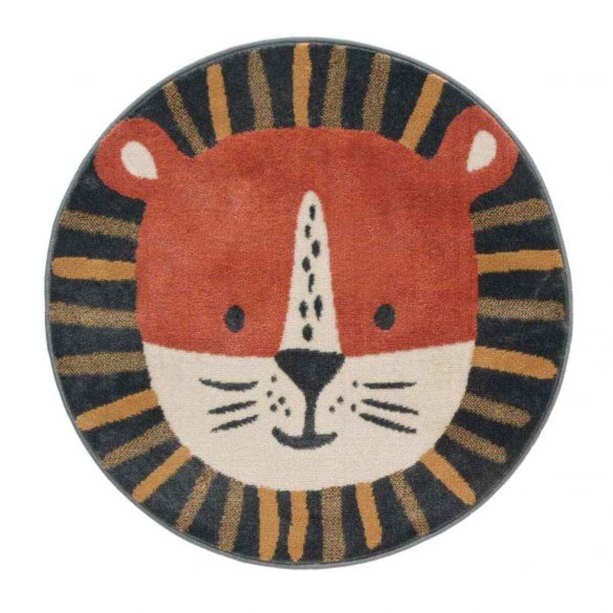 Tapis enfant rond tête de Lionceau - Savane