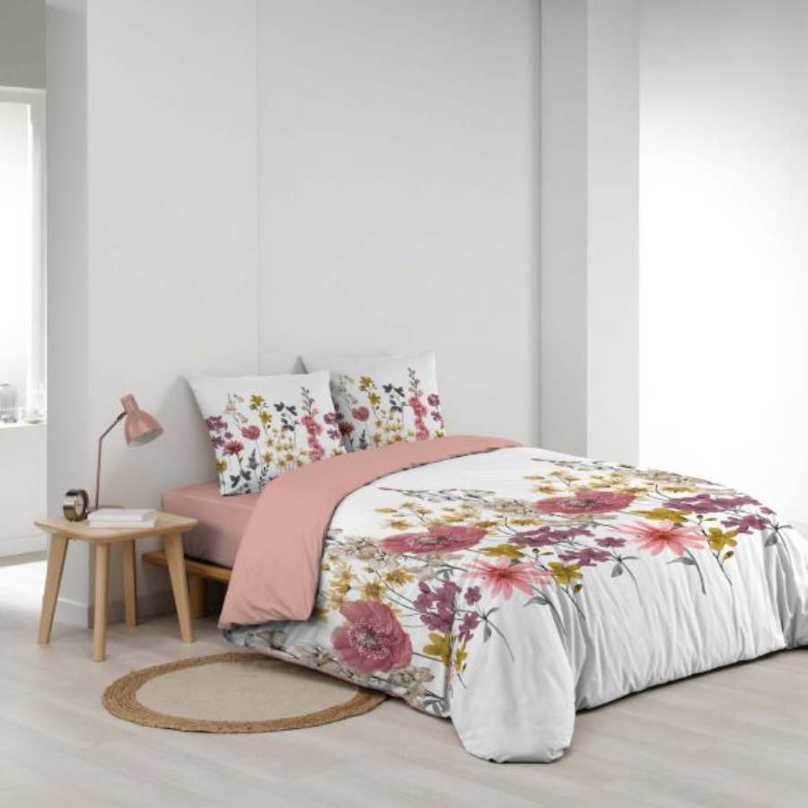 Housse de couette 220x240 cm + taies - Gaze de coton - Ambiance florale (1)