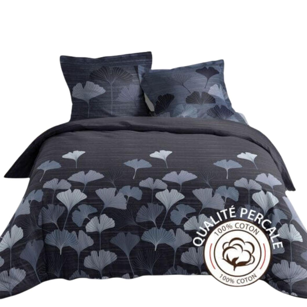 Housse de couette - 240 x 220 cm + taies - percale 78 fils - Ginkgo