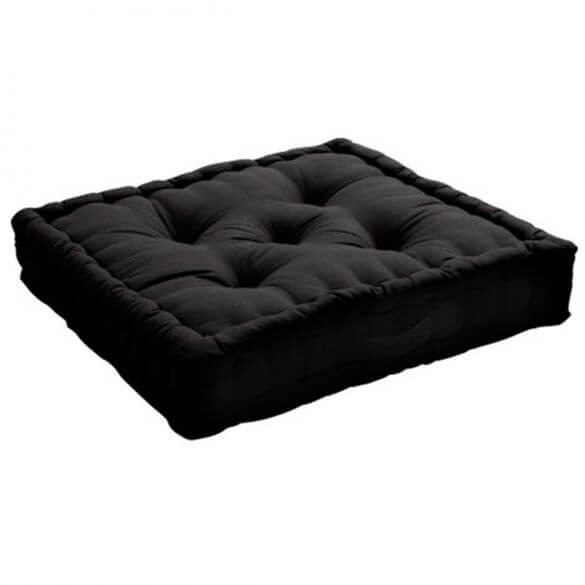 Coussin de sol garni - Noir - 50 x 50 cm - 100 % coton