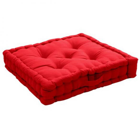 Coussin de sol garni - Rouge - 50 x 50 cm - 100 % coton