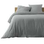 Housse de couette Gaze de Coton - 240 x 220 cm gris (1)