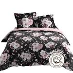 housse-couette-240x260cm-taies-percale-78-fils-fleurs-roses-fond-noir