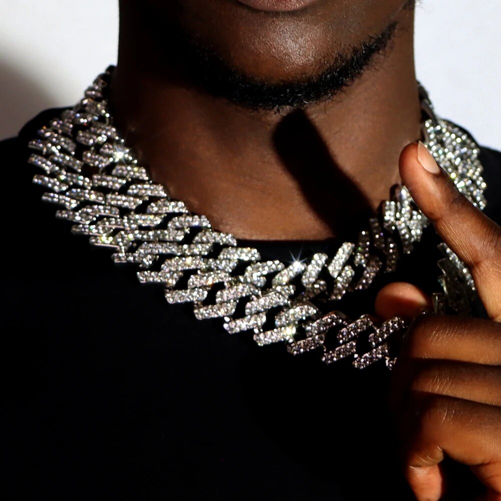 Collier-cha-ne-cubaine-pour-hommes-et-femmes-Punk-Hip-Hop-strass-glac-cristal-scintillant-lien