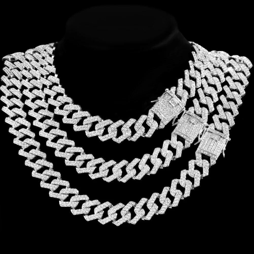 Collier-cha-ne-cubaine-pour-hommes-et-femmes-Punk-Hip-Hop-strass-glac-cristal-scintillant-lien