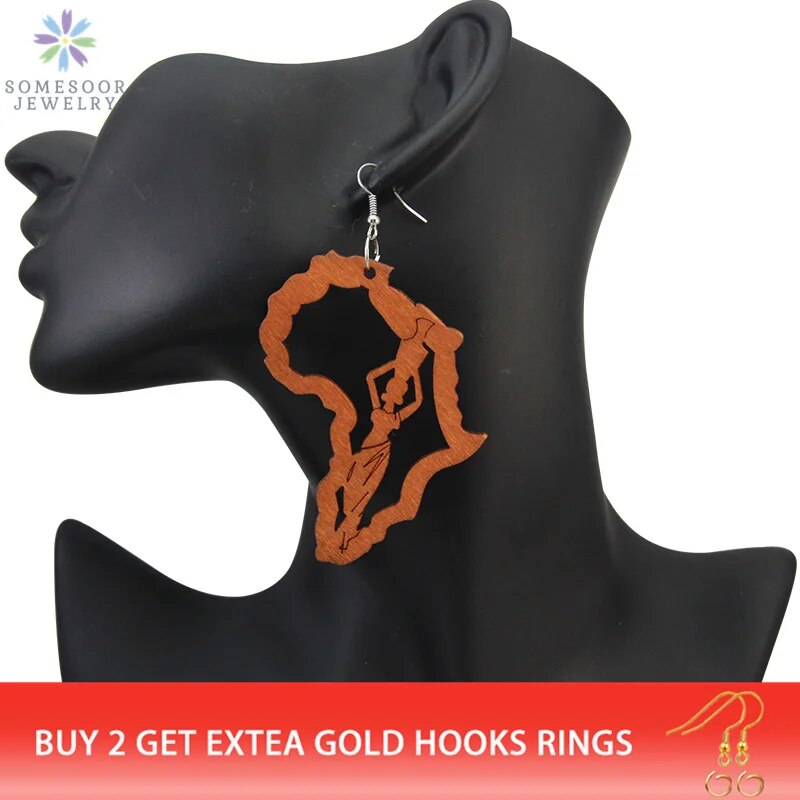 SOMESOOR-Boucles-d-oreilles-afro-en-bois-bijoux-grav-s-au-laser-boucles-pendantes-Afrique-Terre