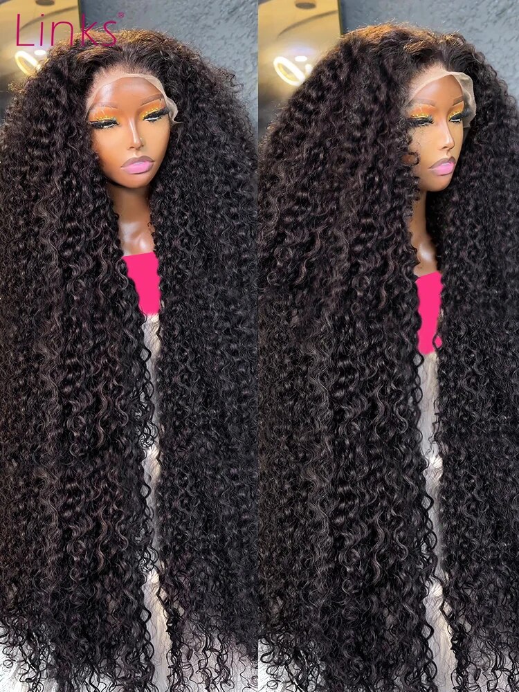 Perruque de cheveux humains à vague profonde pour femmes noires, perruques avant en dentelle transparente, bouclés à l\'eau, HD, densité de 250, 13x4, 40 po, 44 po