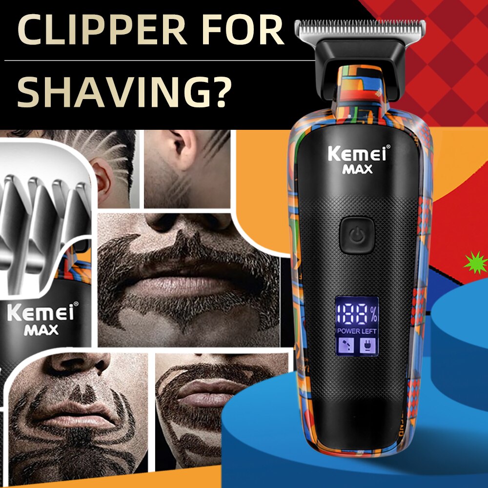 Poussoir professionnel de barbier d\'affichage numérique de Kemei-5090 pour les hommes tondeuse à cheveux alternative modèle aléatoire de graffiti électrique