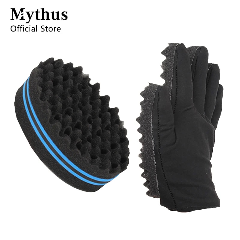 Gants en éponge torsadée pour hommes, salon de coiffure, coiffure africaine, fourche, peigne, boucles, mousse, outils de coiffure