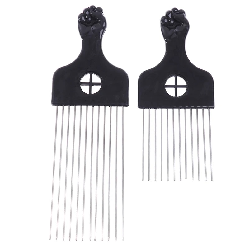 Peigne-afro-en-m-tal-avec-poing-noir-brosse-cheveux-africaine-outil-de-coiffure-pour-salon