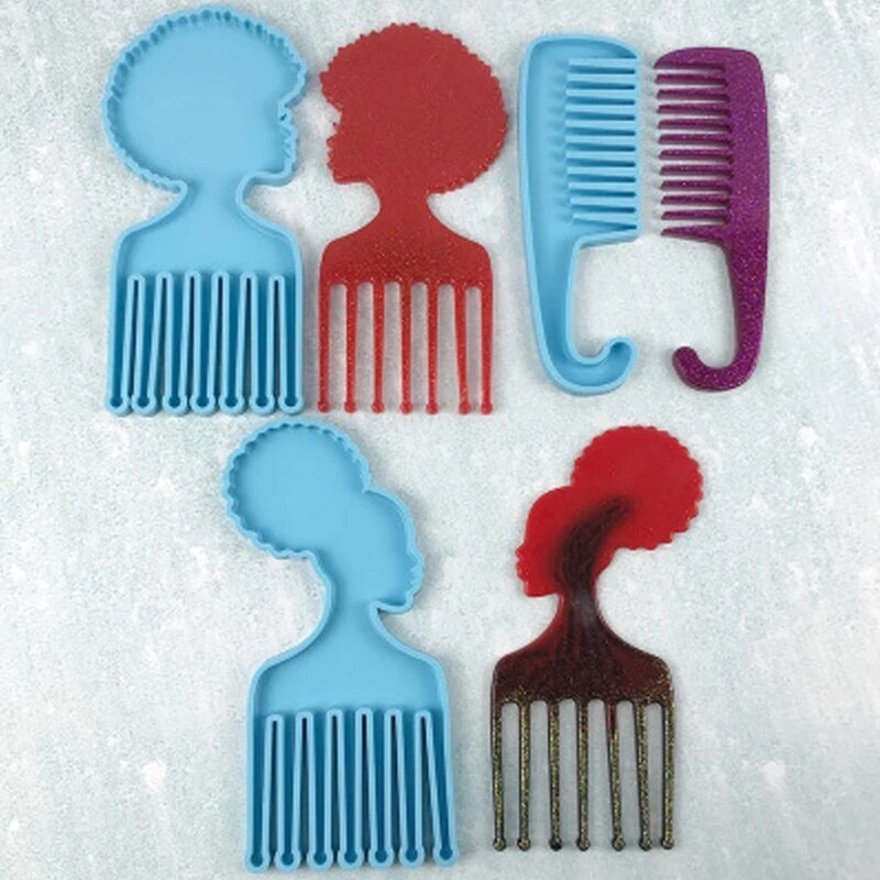 Tête africaine hommes femmes peignes en forme résine époxy moule en Silicone, bricolage artisanat outils de moulage