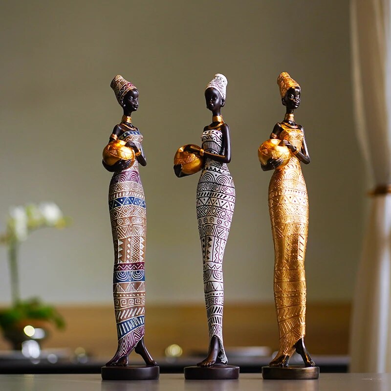 SAAKAR-Statue-noire-peinte-en-r-sine-pour-la-d-coration-de-la-maison-femme-africaine