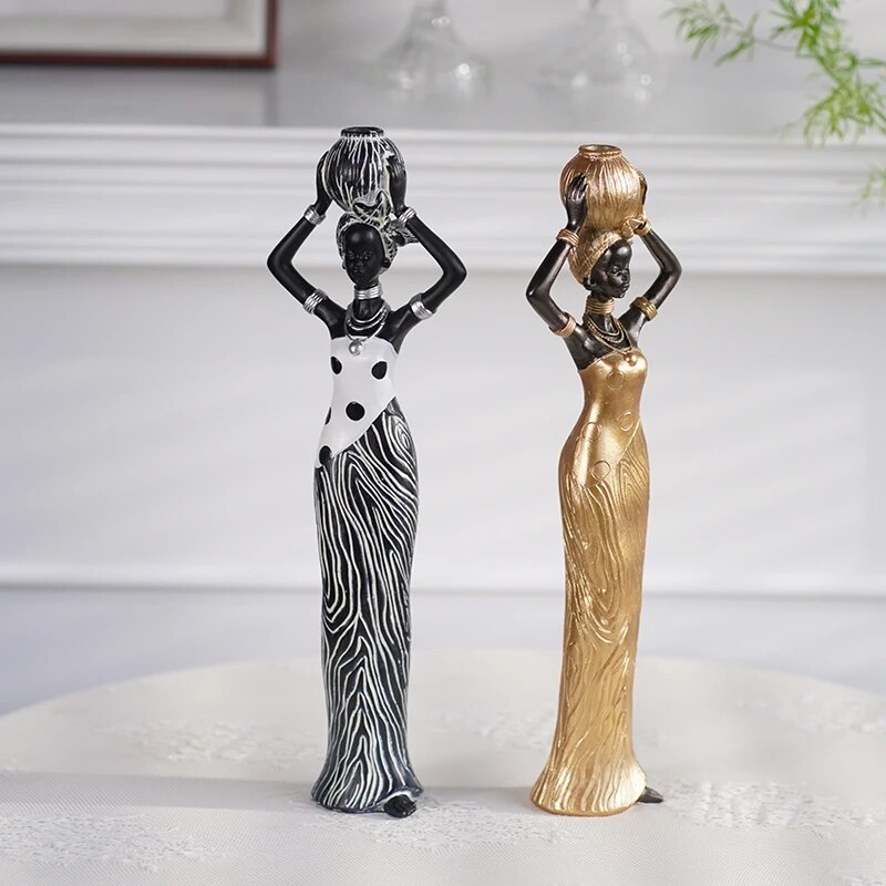 SAAKAR-Statue-noire-peinte-en-r-sine-pour-la-d-coration-de-la-maison-femme-africaine