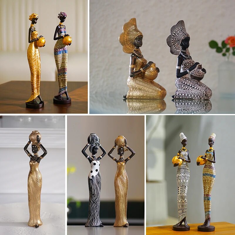 SAAKAR-Statue-noire-peinte-en-r-sine-pour-la-d-coration-de-la-maison-femme-africaine