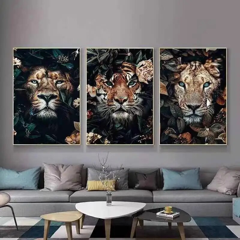 D-corations-murales-d-animaux-pour-la-maison-fleurs-color-es-feuilles-veons-singes-affiches-de
