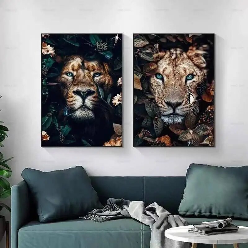 D-corations-murales-d-animaux-pour-la-maison-fleurs-color-es-feuilles-veons-singes-affiches-de