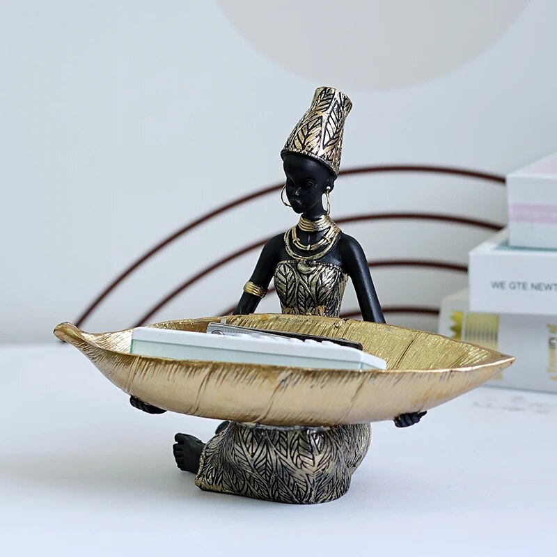 SAAKAR-Figurines-africaines-en-r-sine-pour-femmes-noires-conteneur-de-bonbons-artisanat-int-rieur-incroyable