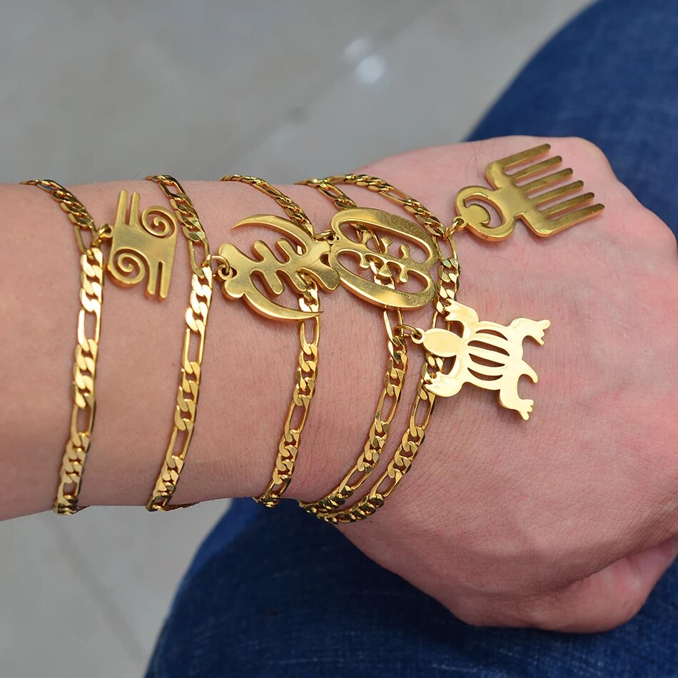 Anniyo – Bracelets avec symbole africain, couleur or, matériel africain, chaîne à main, bijoux ethniques, #117021