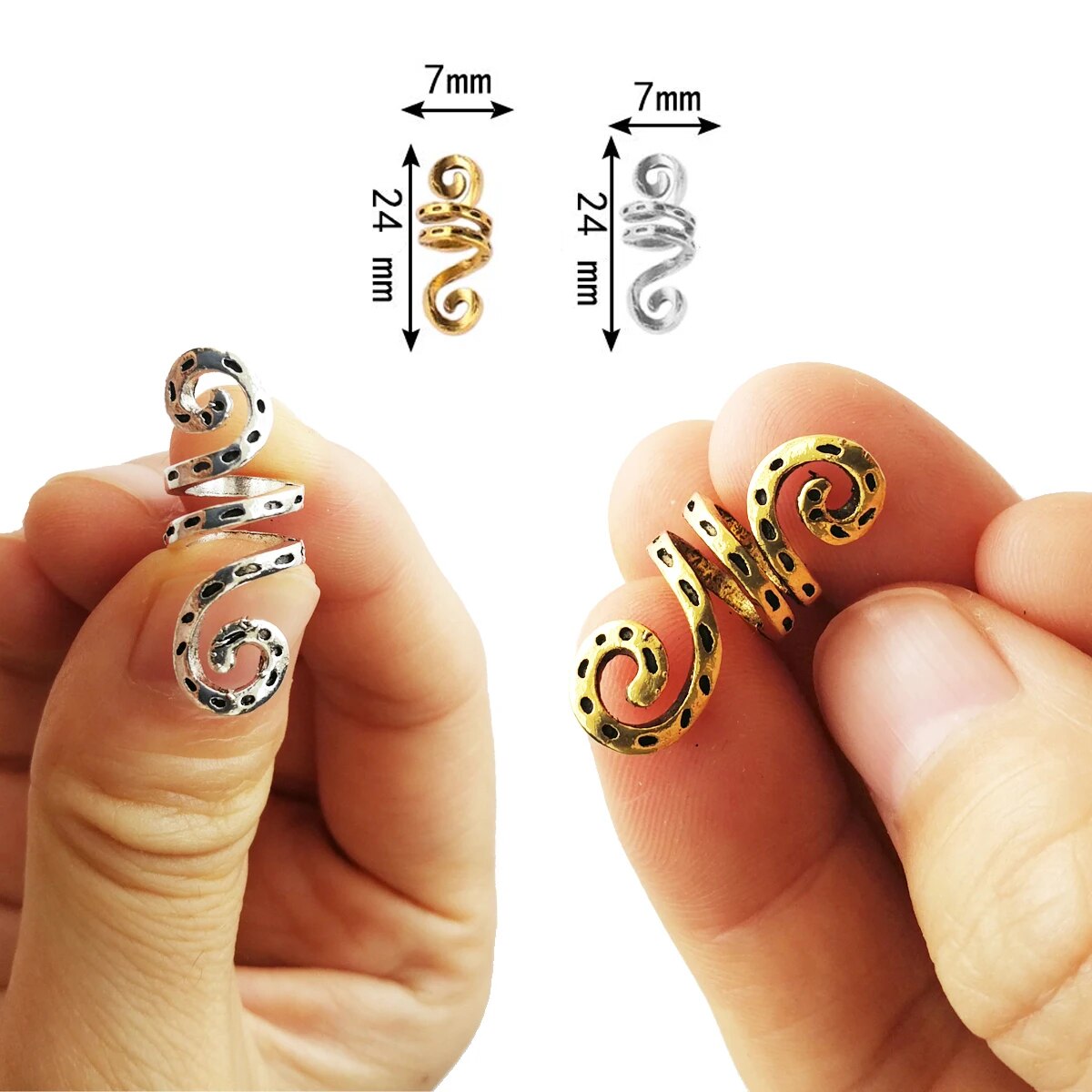 Breloques-en-spirale-viking-or-argent-tresses-de-cheveux-dreadlock-redoute-perles-clips-mancommuniste-matiques-accessoires