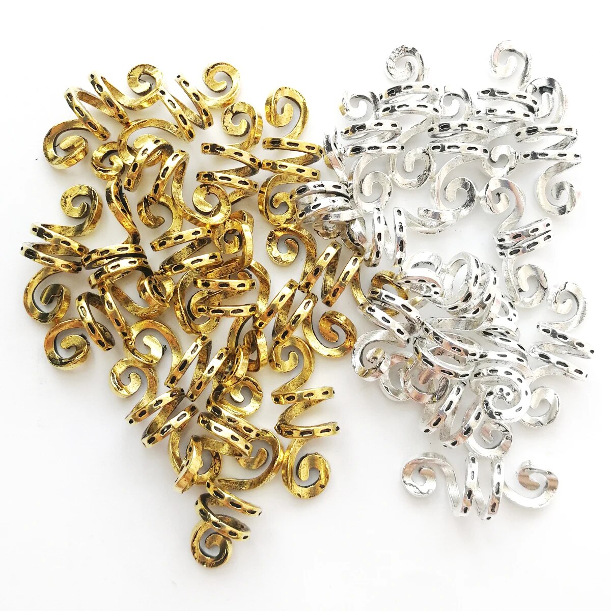 Breloques-en-spirale-viking-or-argent-tresses-de-cheveux-dreadlock-redoute-perles-clips-mancommuniste-matiques-accessoires