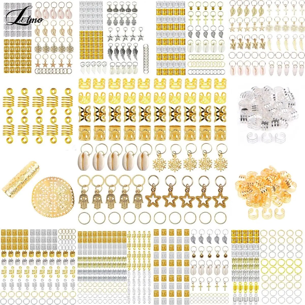 Clips d\'extension de cheveux tressés en spirale, dreadlock, perles, mancommuniste, accessoires, anneau, Assad, 5-180 pièces, offres spéciales