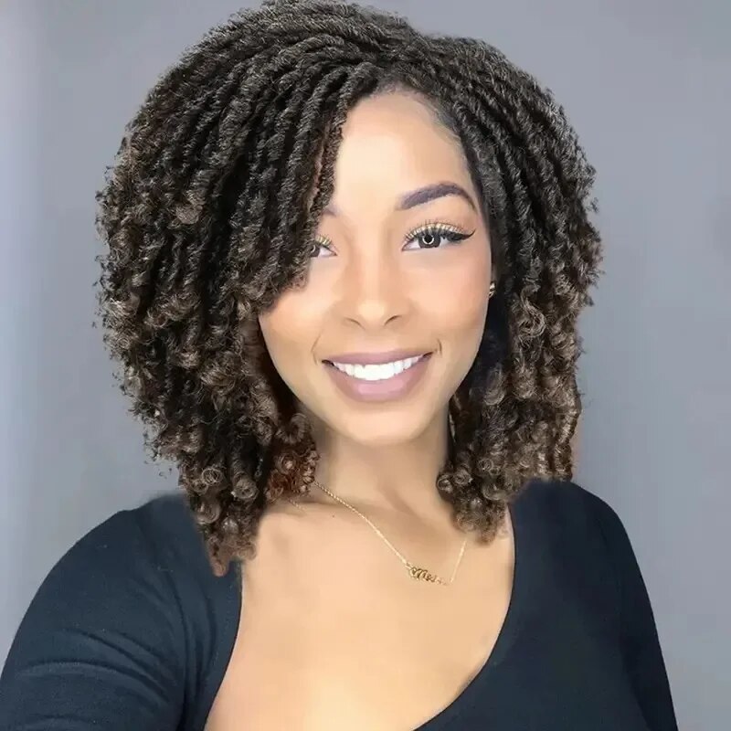 GNIMEGIL-Perruque Dreadlock Synthétique pour Homme et Femme, Cheveux Mignons, Tresses Torsadées Courtes, Perruques Afro Bouclées au Crochet, Torsades Masculines, 15 po