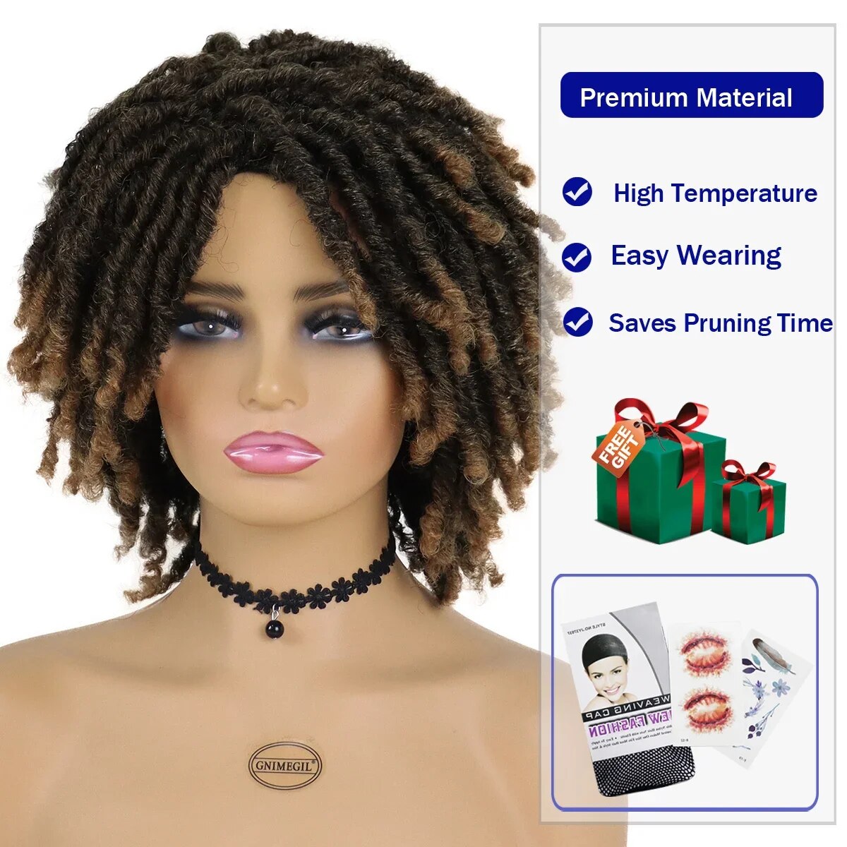 GNIMEGIL-Perruque-Dreadlock-Synth-tique-pour-Homme-et-Femme-Cheveux-Mignons-Tresses-Torsad-es-Courtes-Perruques