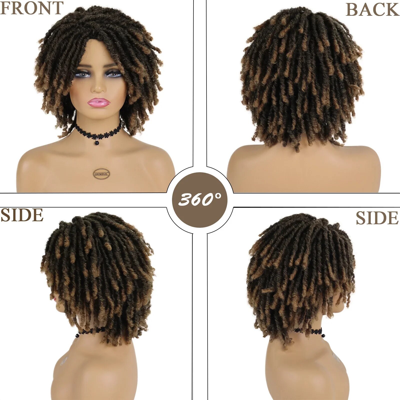 GNIMEGIL-Perruque-Dreadlock-Synth-tique-pour-Homme-et-Femme-Cheveux-Mignons-Tresses-Torsad-es-Courtes-Perruques