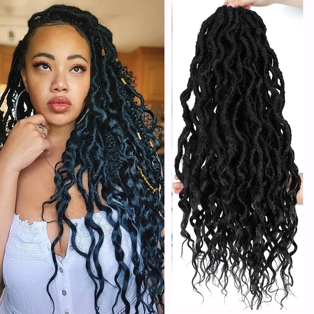 Goddess Locs-Extensions de tresses synthétiques pré-bouclées, dreadlocks