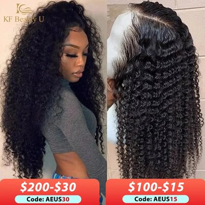 KF-Beauty-U-Perruque-fris-e-br-silienne-naturelle-cheveux-cr-pus-boucl-s-13x4-densit