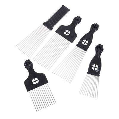 Peigne-afro-en-m-tal-avec-poing-noir-brosse-cheveux-africaine-outil-de-coiffure-pour-salon