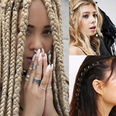 Viking-LOC-Bijoux-de-cheveux-en-perles-tress-es-pingle-cheveux-clip-vintage-or-argent-document