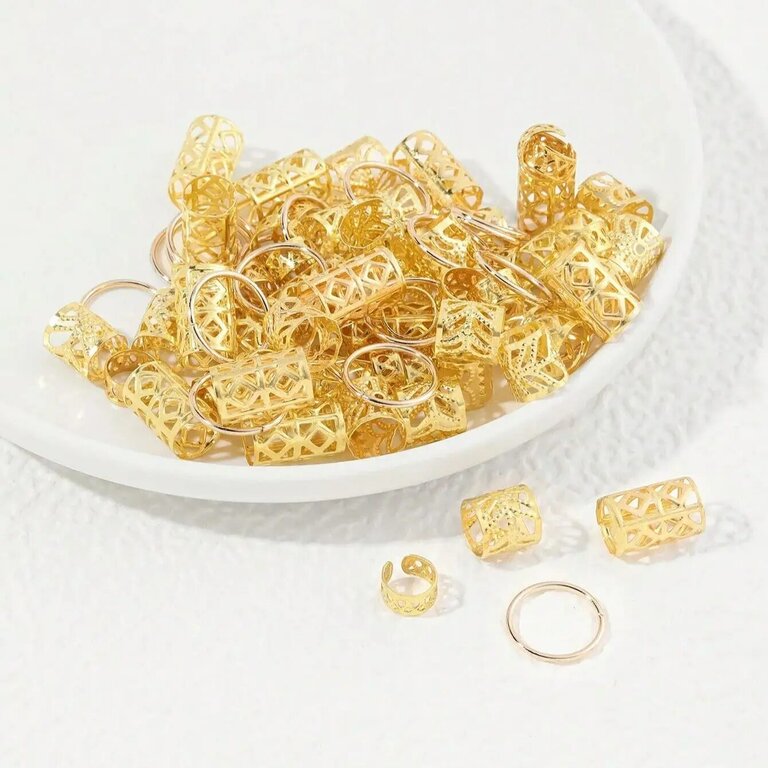 24 Perles De Cheveux En Métal Cuivre Antique - Grand Trou 6 Mm, Pour Tressage, Dreadlocks, DIY Bijoux