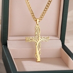 Colliers-en-acier-inoxydable-pour-hommes-et-femmes-arbre-croix-pr-sidence-document-en-or-pendentif