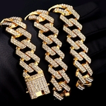 Collier-cha-ne-cubaine-pour-hommes-et-femmes-Punk-Hip-Hop-strass-glac-cristal-scintillant-lien