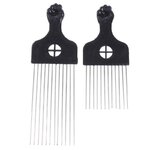 Peigne-afro-en-m-tal-avec-poing-noir-brosse-cheveux-africaine-outil-de-coiffure-pour-salon