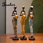 SAAKAR-Statue-noire-peinte-en-r-sine-pour-la-d-coration-de-la-maison-femme-africaine