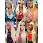 Perruque-Lace-Front-Wig-br-silienne-naturelle-lisse-blond-miel-360-613-13x4-13x6-transparente-pour