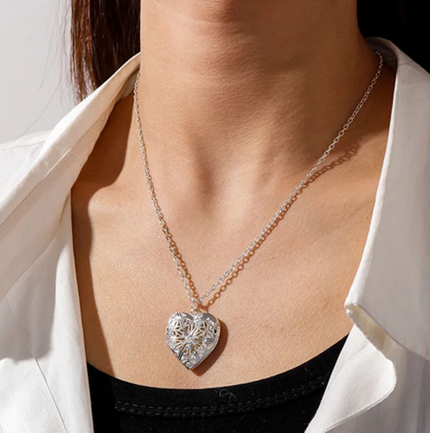 Pendentif porte photo coeur ouvert