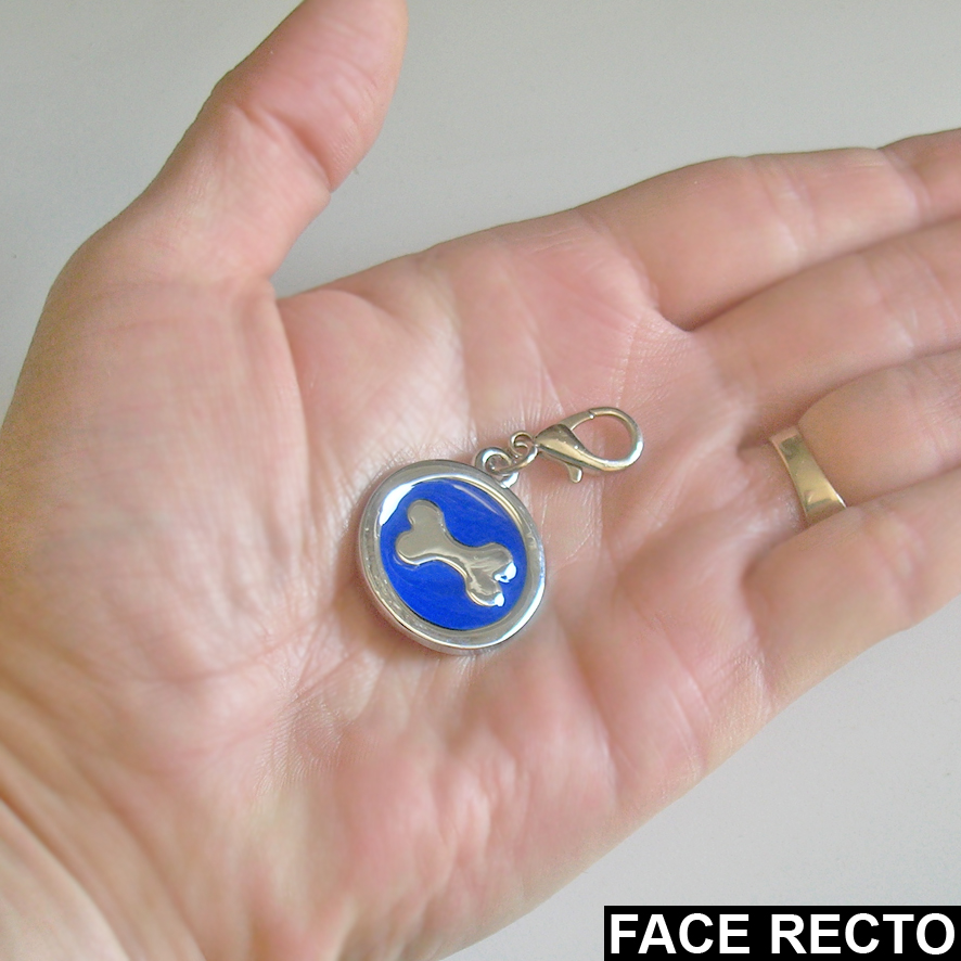 Medaille chien et chat personnalisée bleu