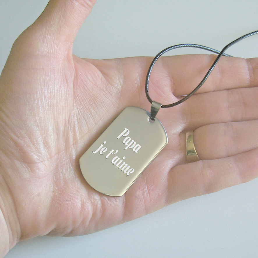 Collier plaque militaire homme gravure
