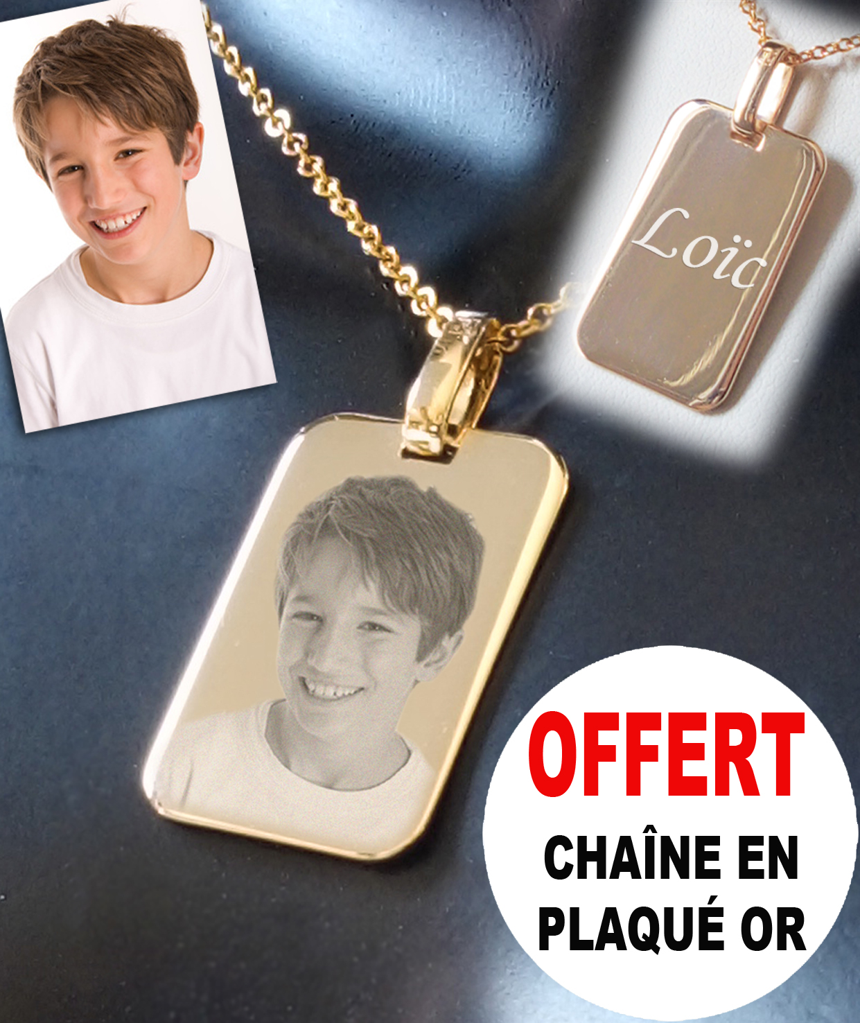 Pendentif gravé avec un message